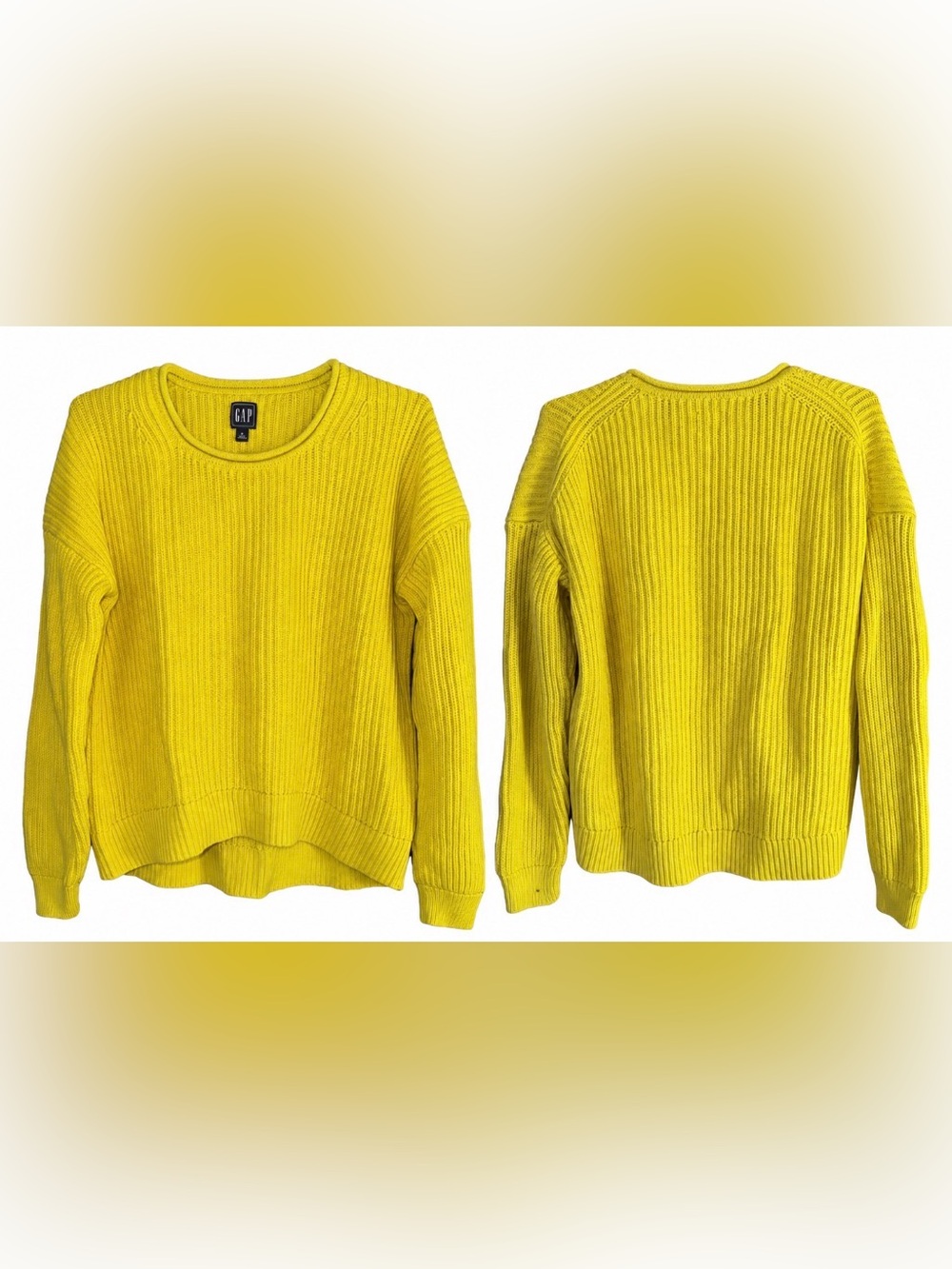 Gap Yellow 100% Cotton Ribbed Crewneck Sweater Size M